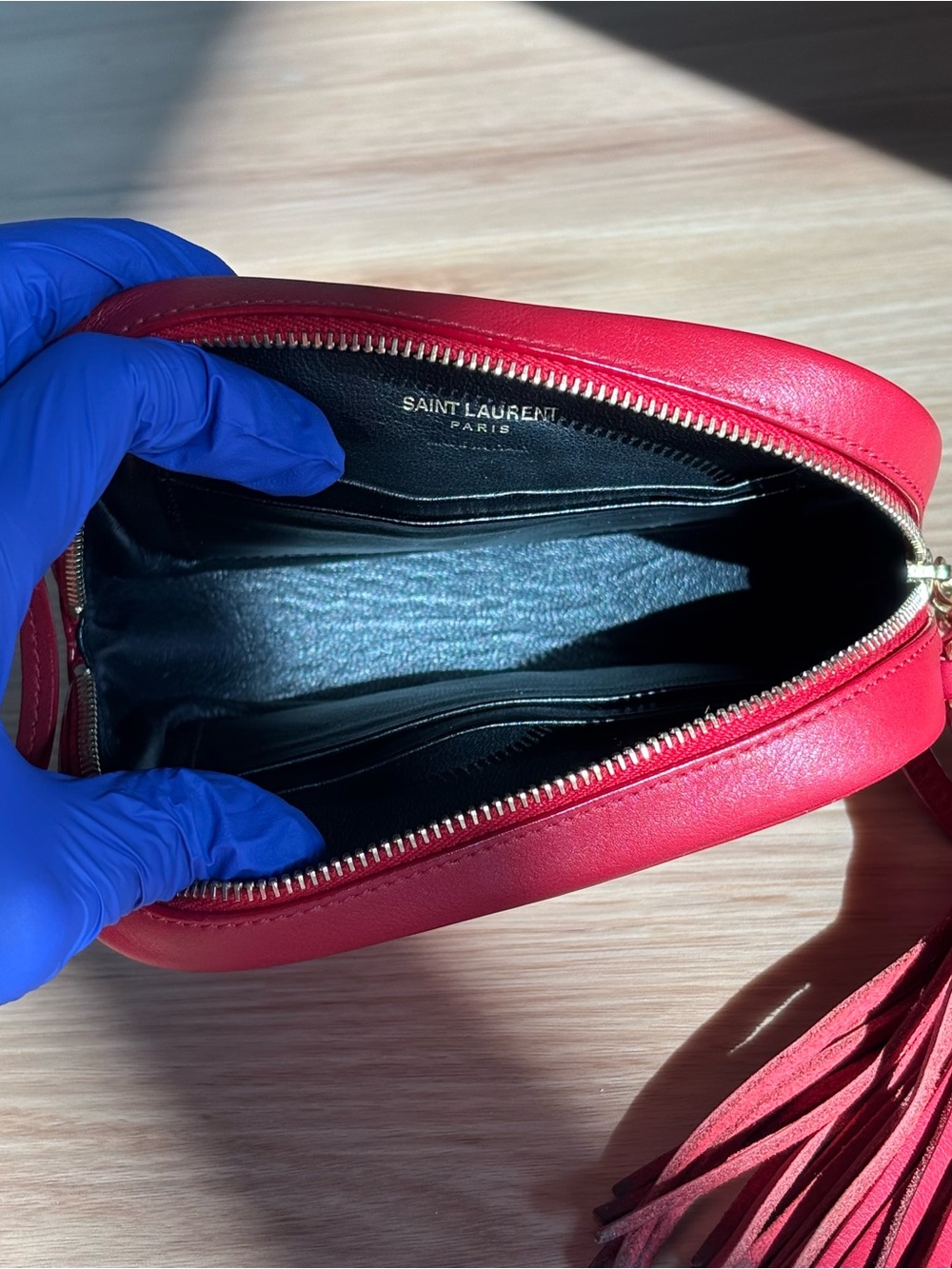 YSL Saint Laurent Monogram Blogger Bag with Tassel - Rouge Eros (Red/Cherry Red) - Picture 8 of 10
